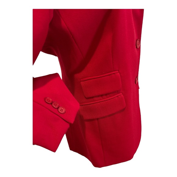 90s CLIFFORD & WILLS WOOL TWILL RED FITTED LONG BLAZER W EQUESTRIAN FLAIR SZ 12 - Picture 7 of 11